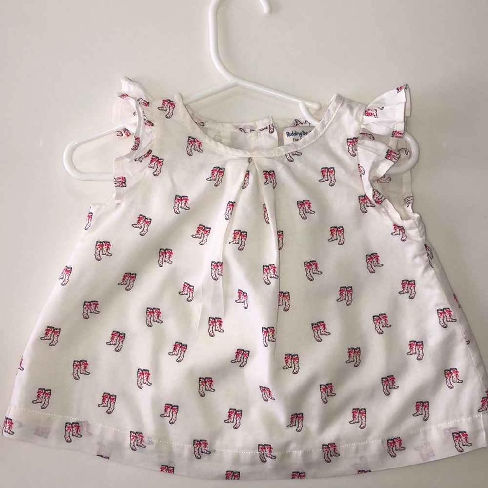 Cream Baby Gap blouse with rain boot print